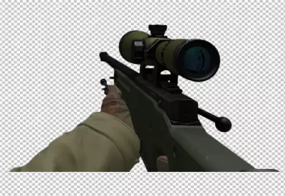 Serious brave soldier in military uniform and sunglasses is aiming with his gun