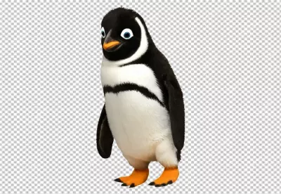 Adorable Animated Penguin Character with Bright Blue Eyes Isolated image