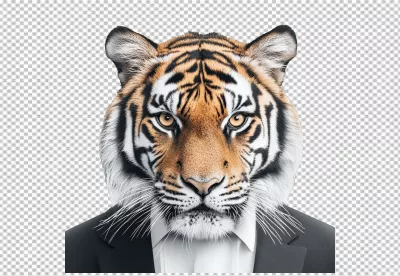 Executive Tiger in Tailored Suit: Powerful Animal Professional Concept image