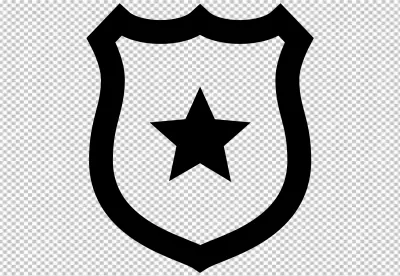Black police shield icon with star symbol graphic