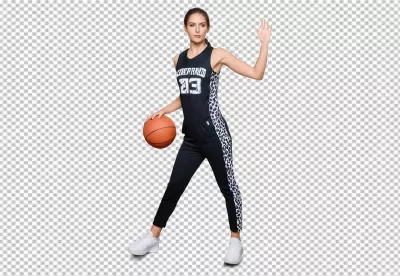 Dynamic Female Basketball Player in Black and White Leopard Print Sportswear Uniform image