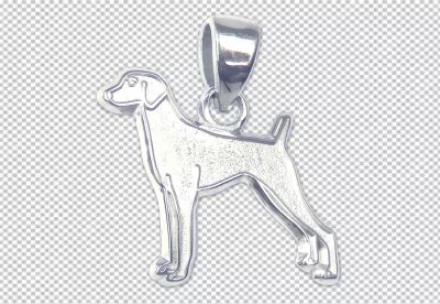 Elegant Sterling Silver Dog Silhouette Pendant on a Sleek Black Background image