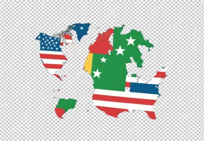 Global Map Illustration with Various National Flag Designs Depicting Interconnected World image