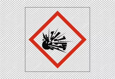 Explosive hazard symbol on a black background