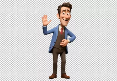 3D Cartoon Man Waving Hello in Business Casual Attire with a Bright Smile image