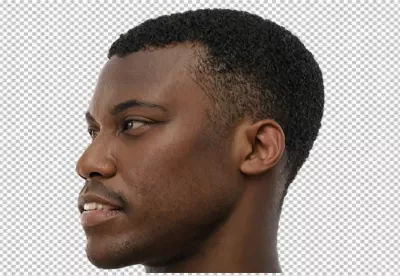 Focused African American Man in Side Profile with Determined Expression on White Background image