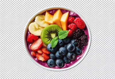 Vibrant Healthy Fruit Smoothie Bowl with Fresh Berries and Tropical Fruits image