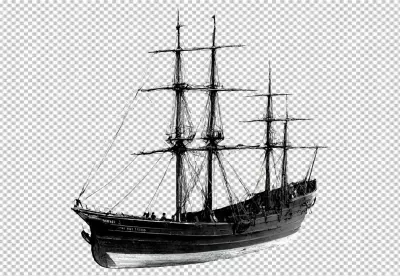 Vintage Tall Ship Sailing Vessel Historical Black and White Illustration image