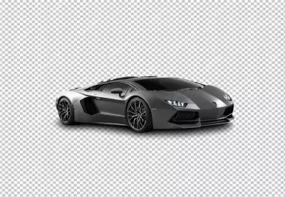 Sleek Matte Grey Lamborghini Aventador Supercar Isolated on White Background image