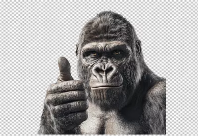Confident Gorilla Showing Thumbs Up Gesture for Positive Feedback and Success image