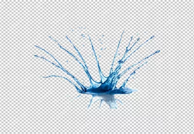 Dynamic Blue Water Splash Crown with Crystal Reflection on White Background image