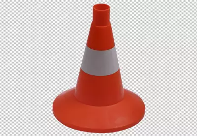 Traffic cone red and white Isolated on PNG