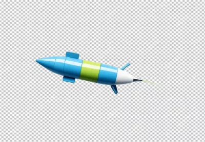 Vibrant Blue Green White Rocket Model Soaring Through Space image