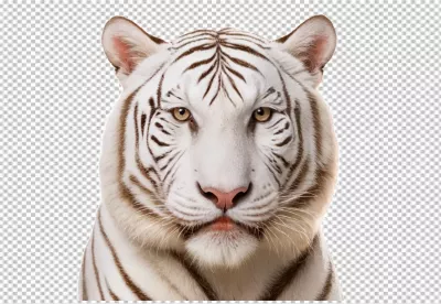 Front View of a Regal White Bengal Tiger with Piercing Yellow Eyes image