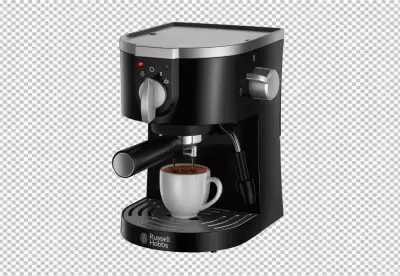 View of coffee making machine transparent background 