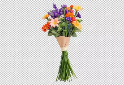 Vibrant Mixed Flower Bouquet Wrapped in Rustic Brown Paper image