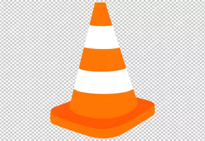 Traffic cone on the sidewalk transparent background
