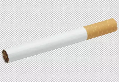 A cigarette with smoke coming on transparent background