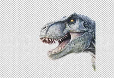 Realistic Tyrannosaurus Rex Head Roaring Ferociously Prehistoric Dinosaur PNG Cutout image