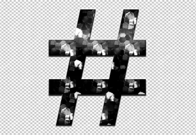 3D Metallic Hashtag Symbol with Crushed Ice Texture