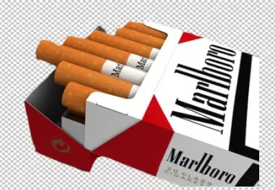 Tobacco coming from broke cigarette against white backdrop PNG