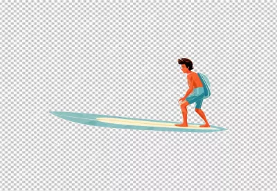 Dynamic Young Man Riding a Surfboard for Summer Water Sports Fun Illustration image