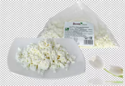 Front  delicious cottage cheese with fresh raspberries