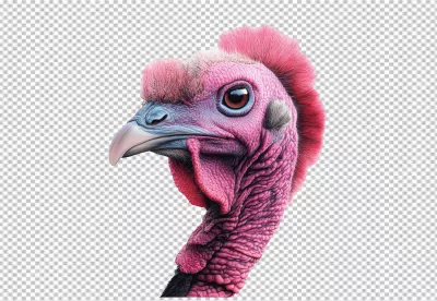Vibrant Pink Turkey Head Profile with Detailed Features PNG Cutout image