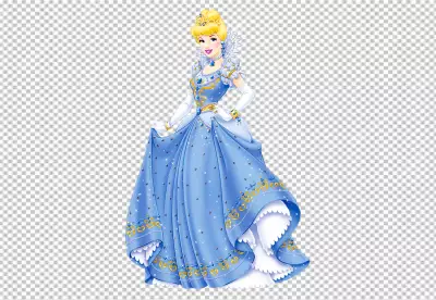 Cinderella white and blur color dress transparent background 