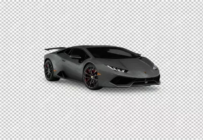 Dynamic Front View of Grey Lamborghini Huracan Supercar Isolated on White image