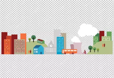 Set of building on isolated