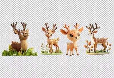 Adorable Cartoon Deer Collection with Playful Expressions for Kids' Designs image
