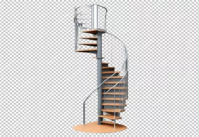 Modern Spiral Staircase with Wooden Treads and Metallic Railing for Contemporary Interior Designs image