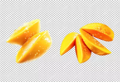 Fresh Juicy Mango Slices with Water Droplets Healthy Tropical Fruit Delicious Summer Snack image