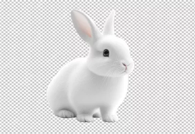 Cute White Rabbit Sitting Calmly Ready for Your Designs image