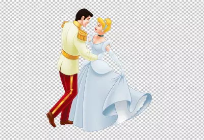 Cinderella and her king dance transparent background 