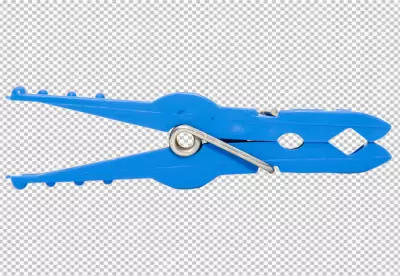 Colorful clothespins hanging on a string against a blue background