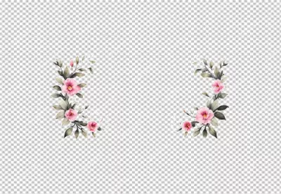 Elegant Pink Watercolor Floral Frame with Green Leaves for Wedding Invitations image