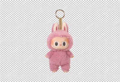Adorable Pink Fluffy Monster Bunny Plush Toy Keychain for Collectibles image
