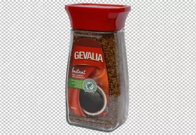 A jar of coffee beans sits next to a jar