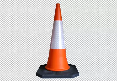 Realistic plastic orange traffic cone