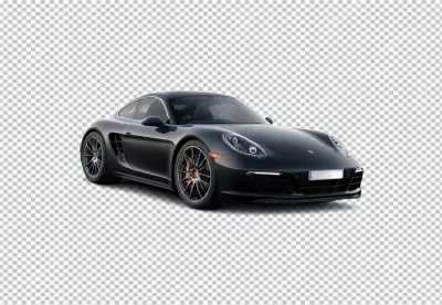 Sleek Black Porsche Sports Car Coupe Isolated on White Background image