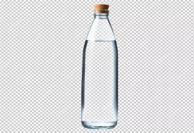 Clear Glass Water Bottle with Natural Cork Stopper Isolated on White image