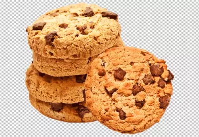 Delicious wheat flour cookies and chocolate drops inside the prepared shortbread dough, homemade cookies of irregular round