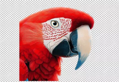Vibrant Red Macaw Close-up PNG for Tropical Design Projects image