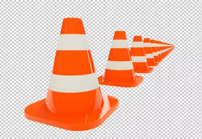 Realistic plastic orange traffic cone png