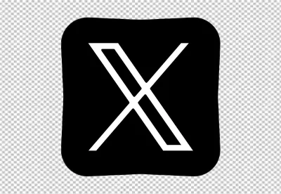 Modern Geometric White X Mark on Stylish Black Rounded Square Icon image