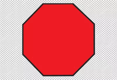 Blank Octagonal Red Stop Sign with Black Outline Isolated