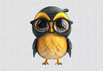 Cute Nerdy Bird Wearing Eyeglasses - Playful Mascot for Learning and Wisdom image