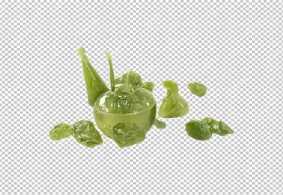 Glossy Green Sweet Treats: Bowl-Shaped Candy and Scattered Pieces on White image